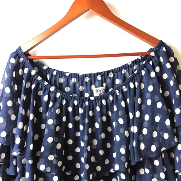 Show me your mumu off the shoulder top S small polka dot chi chi bell sleeve - Picture 11 of 13